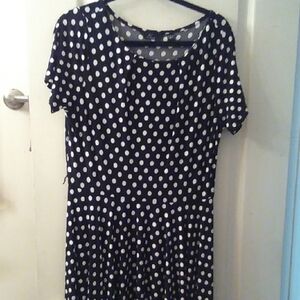 Navy Polka Dot Dress